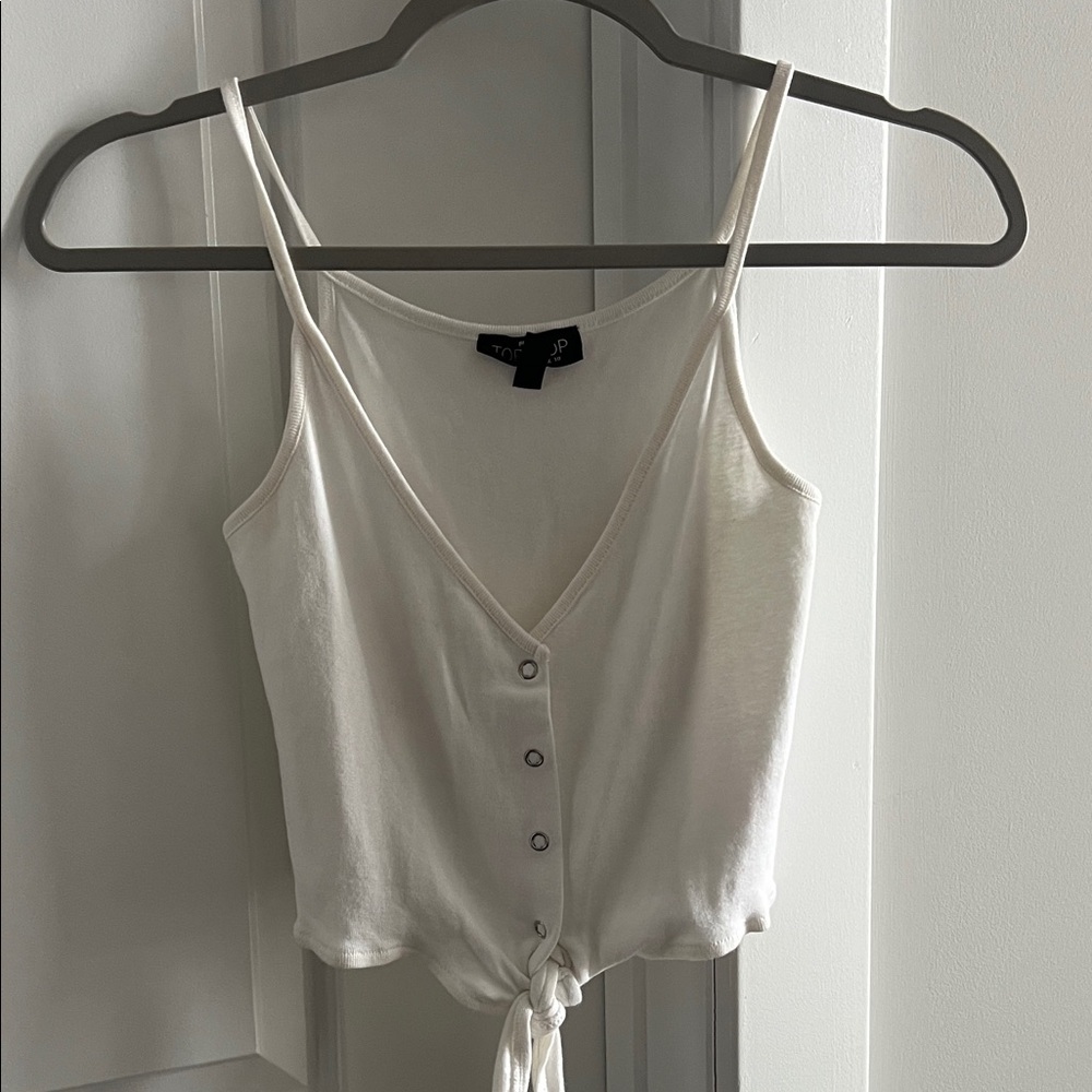Topshop White Tie-Front Camisole